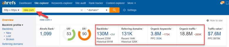 Ahrefs site explorer 1