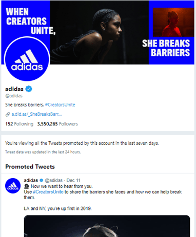 twitter ads transparency example adidas